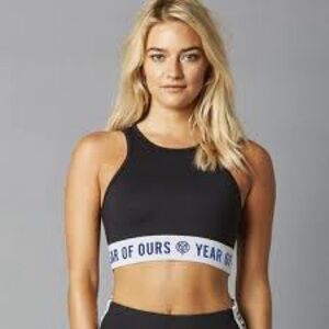 Year of Ours Black Logo Band Sports Bra Top Size: Medium